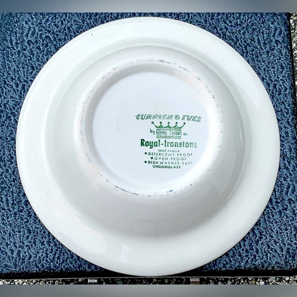 Royal China CURRIER & IVES Blue Scroll MAPLE SUGARING Rimmmed 9” Vegetable Bowl - Picture 14 of 16